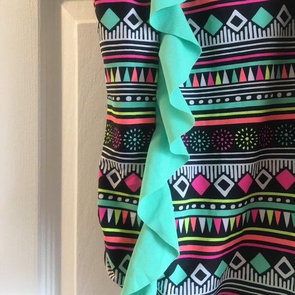 JUSTICE Girls AZTEC Print one piece Swimsuit Sz 12 - Picture 5 of 5